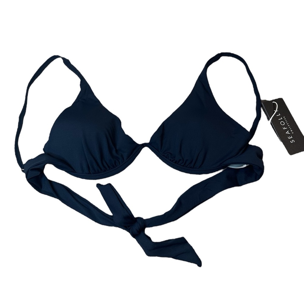 Seafolly Swim Bikini Top Size 6 NWT Navy Blue Underwire